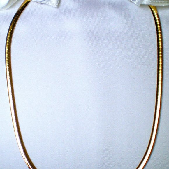 Designer HEAVY 14K Yellow White Gold Reversible Omega Necklace Chain 18.7 grams - Picture 1 of 2